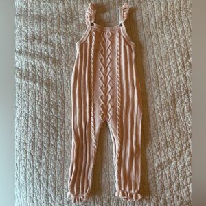 Janie and Jack Ballet Pink Knit Overalls